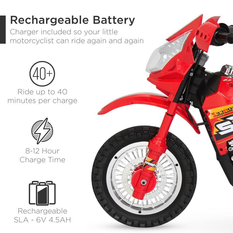 Best Choice Products 6V Kids Electric Battery Powered Ride On Motorcycle w/ Training Wheels, Lights, Music, 6 of 9