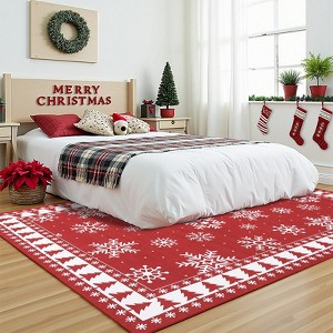 Christmas Snowflake Runner Rug 2x8 Washable Rug, Runner for Hallway Non Slip Soft  Xmas Floor Decor Low Pile Non-Shedding Rugs ,Red/Green/Blue/ - 1 of 4