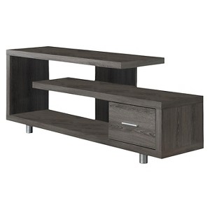 TV Stand for TVs up to 60" Dark Taupe - EveryRoom: Contemporary Art Deco, Open Shelving, Storage Drawer - 1 of 4