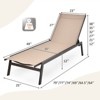 Tangkula Patio Chaise Lounger with 6-Postion Adjustable Backrest and Breathable Fabric Brown - 3 of 4