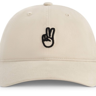 Concept One Peace Sign Dad Baseball Hat - Beige: Cotton Twill, Adjustable Hook & Loop Fastener, Midweight Fabric - image 2