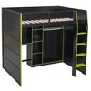 Full Size Wood Gaming Loft Bed with Desk, Open Wardrobe, Storage Compartments & RGB Lights - ModernLuxe - 4 of 4