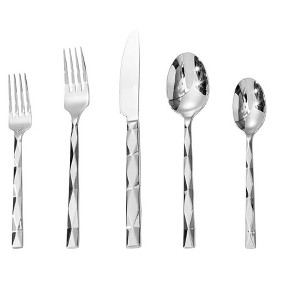 Aoibox 20-Piece Luxury Flatware Set for 4, 18/10 Stainless Steel Cutlery with Diamond Cut Pattern, Mirror Polished,Dishwasher Safe for Kitchen,Wedding - 1 of 4