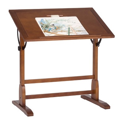 Studio Design 42 Inch Vintage Drawing Drafting Wood Table Craft Desk, Rustic Oak