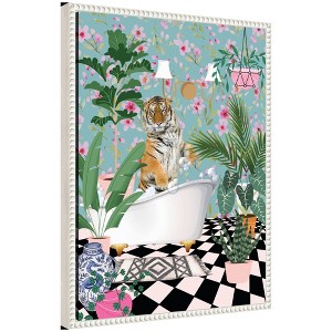 Kate & Laurel All Things Decor 18"x24" Sylvie Beaded Maximalist Tiger Bath Framed Canvas by Honey Island Studio White - 1 of 4
