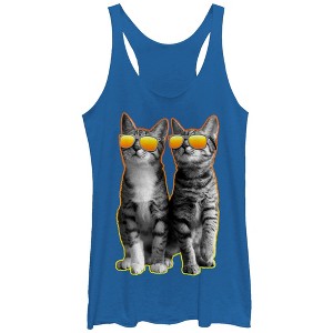 Women's Lost Gods Sunglasses Cats Racerback Tank Top - 1 of 3