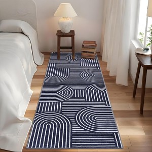 Modern Rainbow Striped Area Rug Washable Living Room Rugs Stain Resistant Non-Slip Backing Ultra-Thin Non Shedding,for Bedroom Playroom - 1 of 4