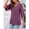 Chiffon Blouses for Women Ruffle 3/4 Sleeve Dressy V Neck Casual Flowy Tunic Tops - 2 of 4