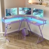 Greenstell L-Shaped Desk 50.4 inch - Carbon Fiber Surface with LED Light & Power Outlets, Gamer Table with Monitor Stand & Headphone Hook - 3 of 4