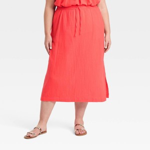 Women's Gauze Midi Pencil Skirt - Universal Thread™ - 1 of 3