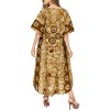 HAPPY BAY Women's Summer Pocket Nightgown Batik Caftan for Womens Sleepwear Long House Loungewear Dashiki Dress Plus Size 1X-2X Brown, Sun - 4 of 4