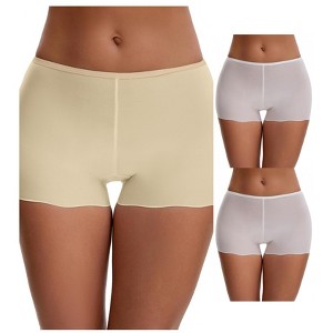 INSPIRE CHIC Women's Seamless Ice Silk Lace Trim Slip Shorts for Under Dresses Lightweight Boyshorts 3 Packs - 1 of 4
