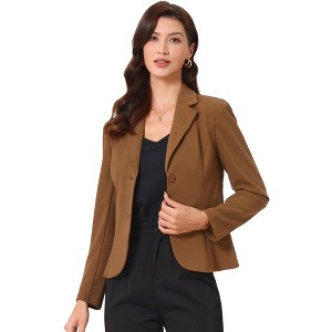 Allegra K Women's Elegant Work Office Lapel Collar Button Down Regular Fit Suit Blazer - 1 of 4