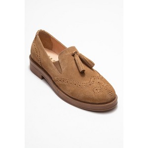 Alex - Cognac Suede Leather Tassel Loafers (Women) | Forever & Always Shoes - 1 of 4