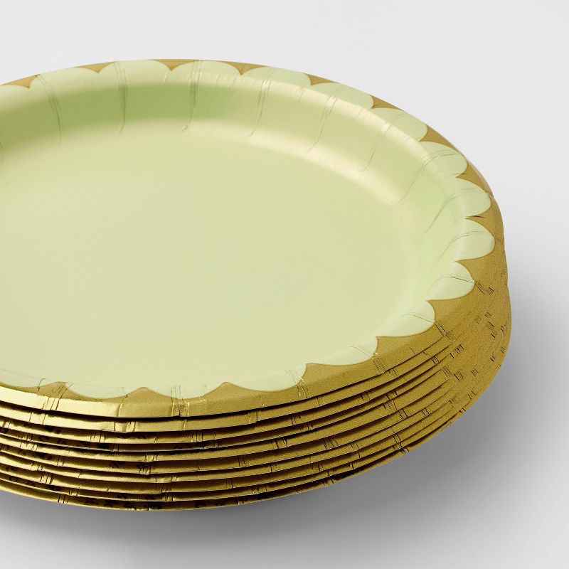6.75&#34; 10ct Light Green Scalloped Snack Plates - Spritz&#8482;, 3 of 4