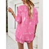 Women Summer 2 Piece Sets Printed Short Sleeve Tops Lounge Shorts Beach Vacation Outfits - 4 of 4