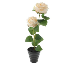 Unique Bargains Artificial Plants Two-Headed Rose Bonsai Plastic 2.36"x2.36"x10.63" 1 Pcs - 1 of 4