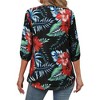Nlife Women's Casual V Neck Floral Print 3/4 Length Sleeve Blouses Tropical Hawaiian Shirt Tops - 4 of 4