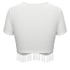Nlife Womens Nashville Sparkly Glitter Fringe Short Sleeve Cropped Top Raceback Ribbed Crop Tank Tops with Rhinestone Tassel - 4 of 4
