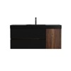 phiestina 48" Walnut Bathroom Vanity with Matt Black Sink, Soft Black Drawers & Door, Wall Mounted, Pre-Assembled - 3 of 4