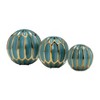 Sagebrook Home Set of 3 Decorative Orbs - Contemporary Turquoise and Gold Round Orb Decor - Ceramic Home or Office Table - 3 of 4
