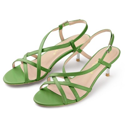 Allegra K Women's Slingback Strappy Kitten Buckle Stiletto Heel Sandals
