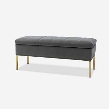 Eduard Tufted Upholstered Contemporary Velvet Flip-Top Storage Bench with Nailhead Trim |HULALA HOME