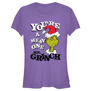 Junior's Dr. Seuss Christmas Grinch You're a Mean One Portrait T-Shirt - 1 of 4