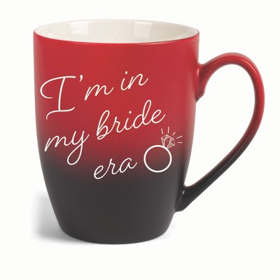 Elanze Designs I'm In My Bride Era Two Toned Ombre Matte 10 ounce New Bone China Coffee Tea Cup Mug For Your Favorite Morning Brew, Red and Black