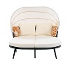 Dolly PE Wicker Patio Daybed with Retractable Canopy, Loveseat Sofa with Cushions, Outdoor Furniture, Tanning Near Me - Maison Boucle - 2 of 4