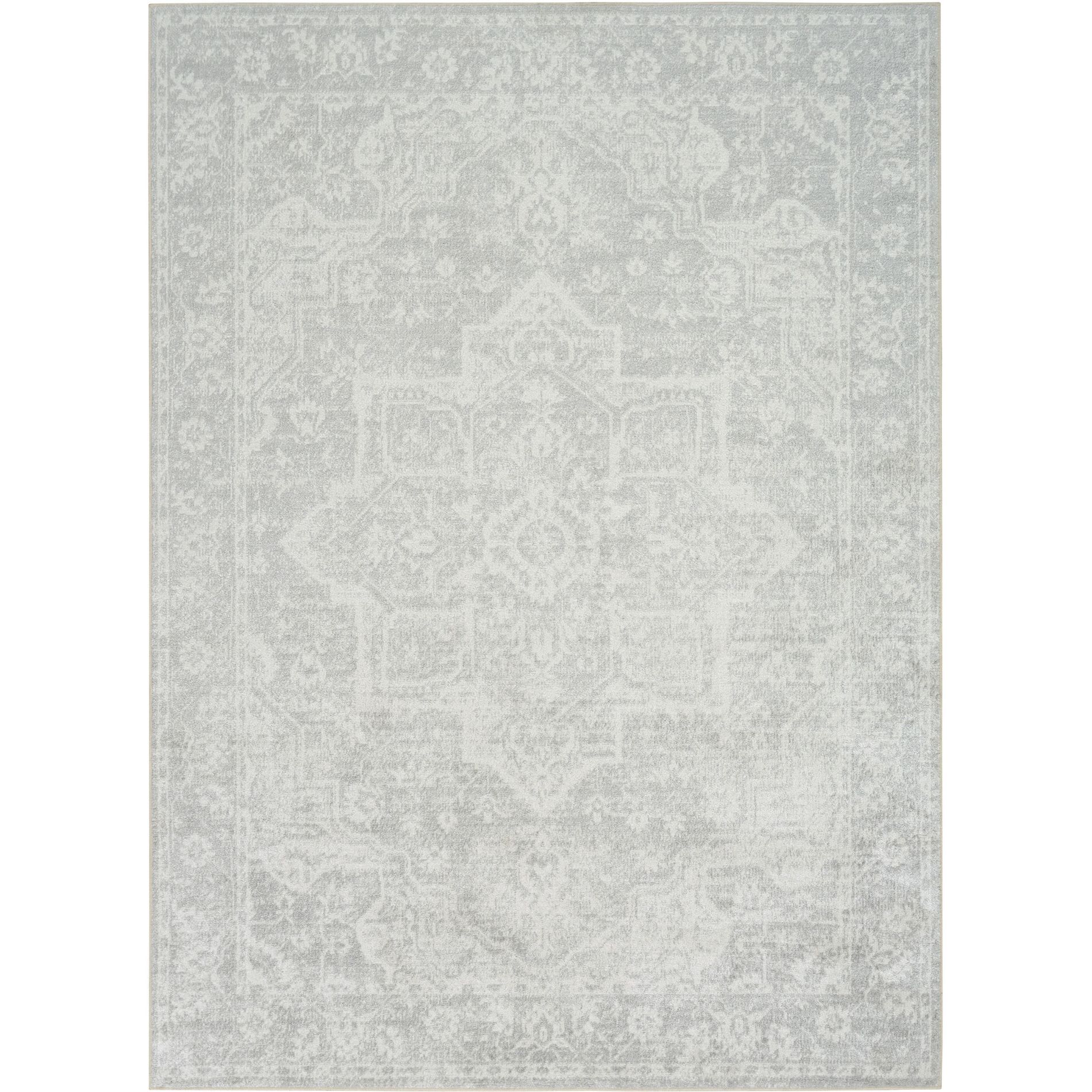 Nourison Astra Machine Washable 5'3" x 7' Grey Vintage Indoor Flatweave Rug