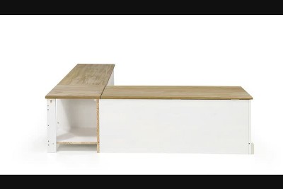 Natural Pine and White Backless Corner Nook Set