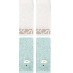 REGALWOVEN 4 Pcs Bathroom Soft Cotton Absorbent Hands Towels - 1 of 4