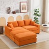 Oversize 82" Corduroy Upholstery Sectional Sofa Bed with 2 Pillows and 2 Movable Ottoman - 3 of 4
