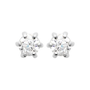 Saint Roman Sterling Silver Solitaire Earrings – Rhodium-Plated with Zirconium Oxide and Butterfly Clutch Backing - 1 of 3
