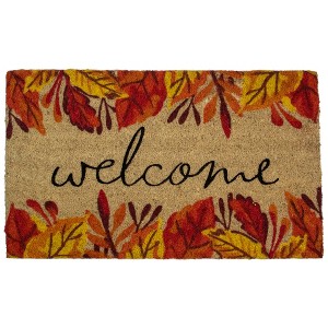 Northlight Leafy Fall Harvest Rectangular "Welcome" Doormat 18" x 30" - 1 of 4