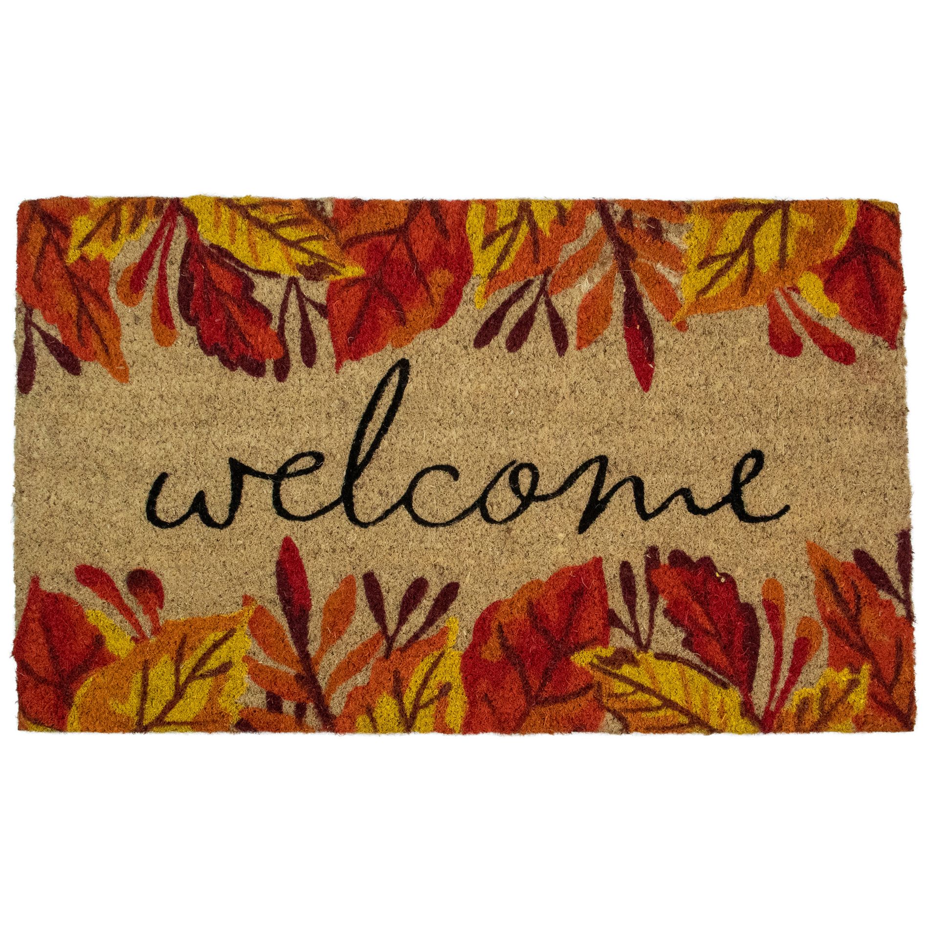 Northlight Leafy Fall Harvest Rectangular "Welcome" Doormat 18" x 30"