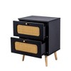Lycvki Nightstand with 2 Hand Made Rattan Decorated Drawers - 2 of 4