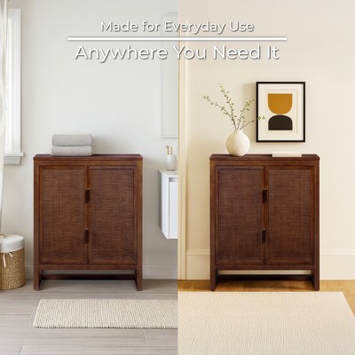 Hatteras Modern Boho Accent Cabinet with Solid Wood & Natural Rattan Accents-Teamson Home