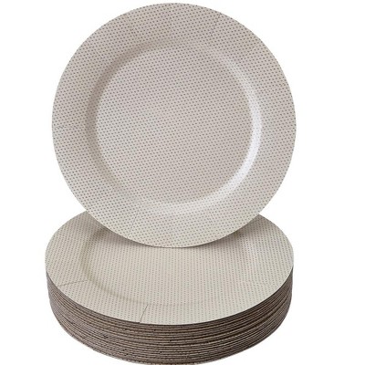 Silver Spoons Elegant Disposable Round Charger Plates for Party, Heavy Duty Disposable Dinner Set, 13”, (10 PC)	- Champagne - Glitz