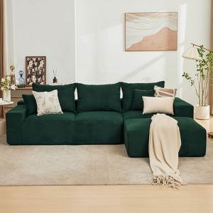 ODK 110" Modular Sectional Sofa, L-Shaped Cloud Couch with Chaise Lounge, Boneless Deep Seat Sofa for Living Room, Plush Corduroy Fabric - 1 of 4