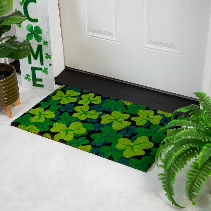 Northlight Black Coir Multicolor Green Shamrock Outdoor Doormat 18" x 30", 2 of 6