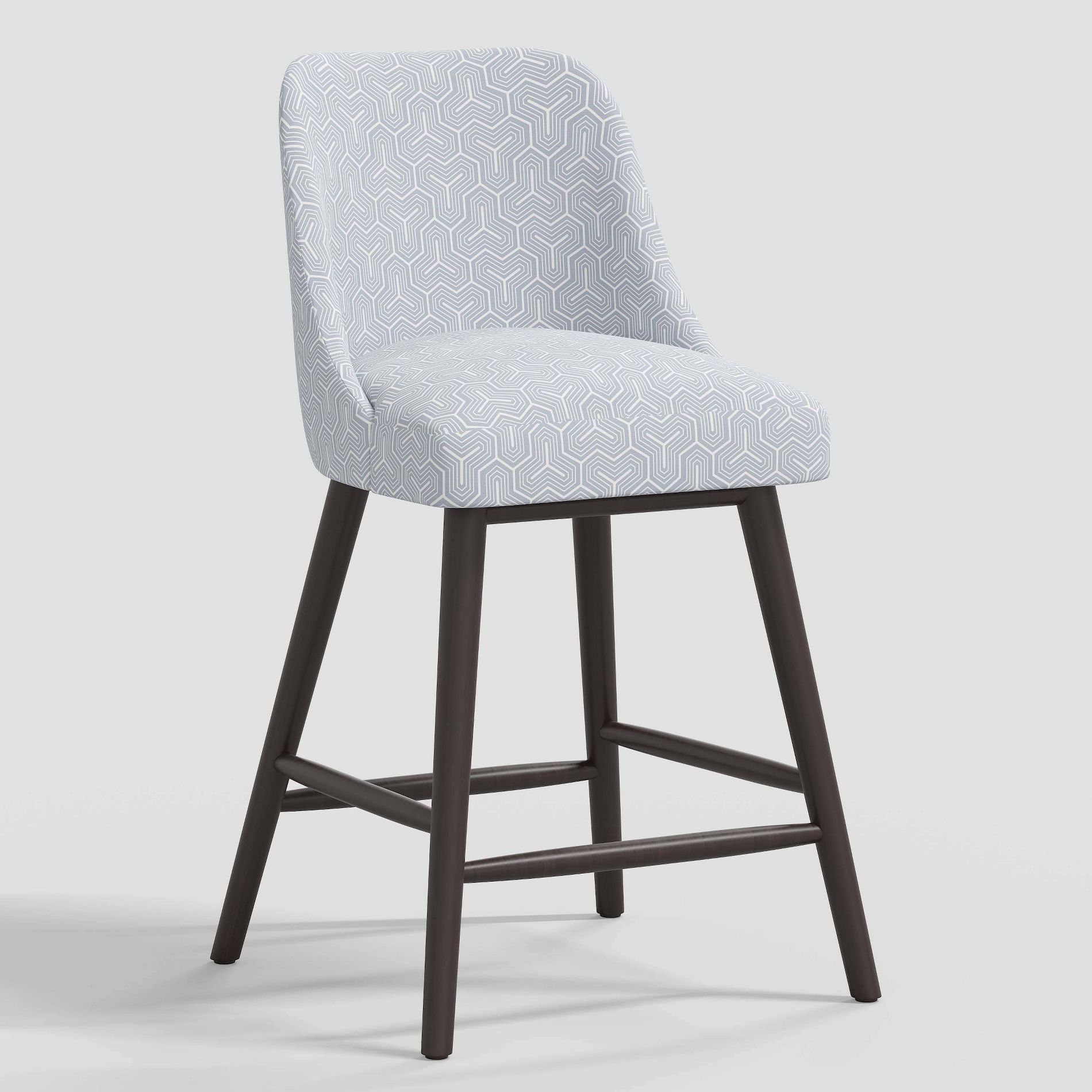 Geller Counter Height Barstool in Geometric Geo Gray - Threshold™: Black Finish, 100% Cotton Seat, Rubberwood
