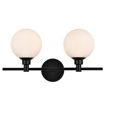 Elegant Lighting Cordelia 2 light Black and frosted white Bath Sconce