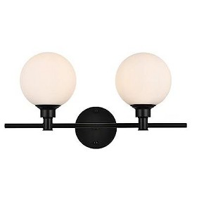 Elegant Lighting Cordelia 2 light Black and frosted white Bath Sconce - 1 of 4