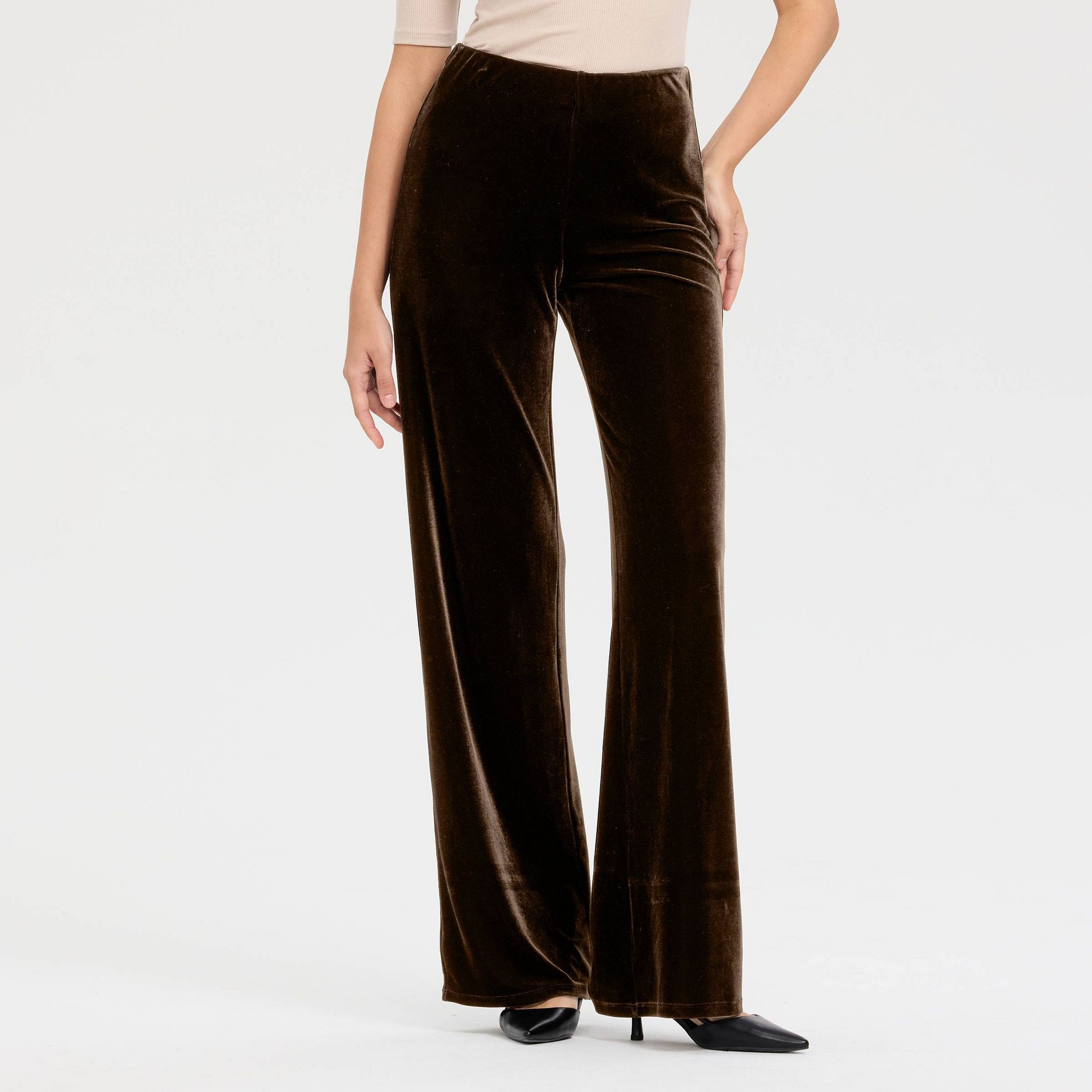 Women's High-Rise Wide Leg Velvet Pull-On Pants - A New Day™