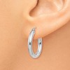 Black Bow Jewelry 3mm, 14k White Gold Classic Round Hoop Earrings, 20mm (3/4 Inch) - 3 of 4