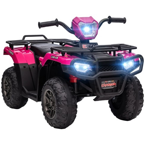 Aosom 12v Kids Atv Battery operated With Aux Port Usb Kids 4 Wheeler With Tough Wear resistant Tread Electric Four Wheeler Kids Ride On Car Pink Target