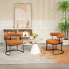 Modern Boucle Curved Backrest Chair Set of 2,Round Upholstered Living Room Chairs,Armless Chairs,Dining Chairs Modern-Cuddlewood - 2 of 4