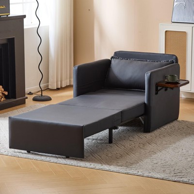 NicBex 3-in-1 Convertible Chair/Floor Bed - Sofa to Sleeper with Charging Tray Table, Fabric Upholstery